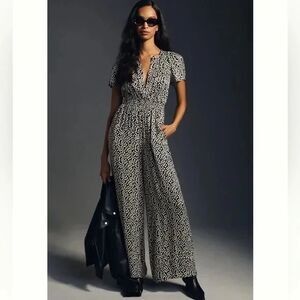 Anthropologie Black and White Patterned Jumpsuit